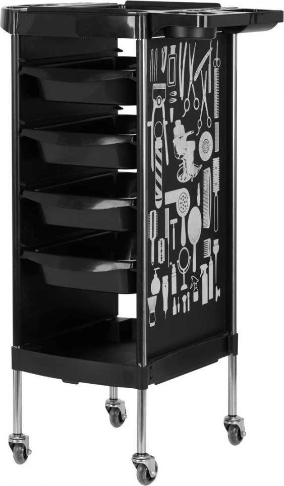 Activeshop Kirpėjo vežimėlis GABBIANO HAIRDRESSER HELPER MODEL 2 Juodas GRAPHIC