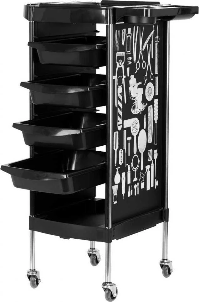 Activeshop Kirpėjo vežimėlis GABBIANO HAIRDRESSER HELPER MODEL 2 Juodas GRAPHIC
