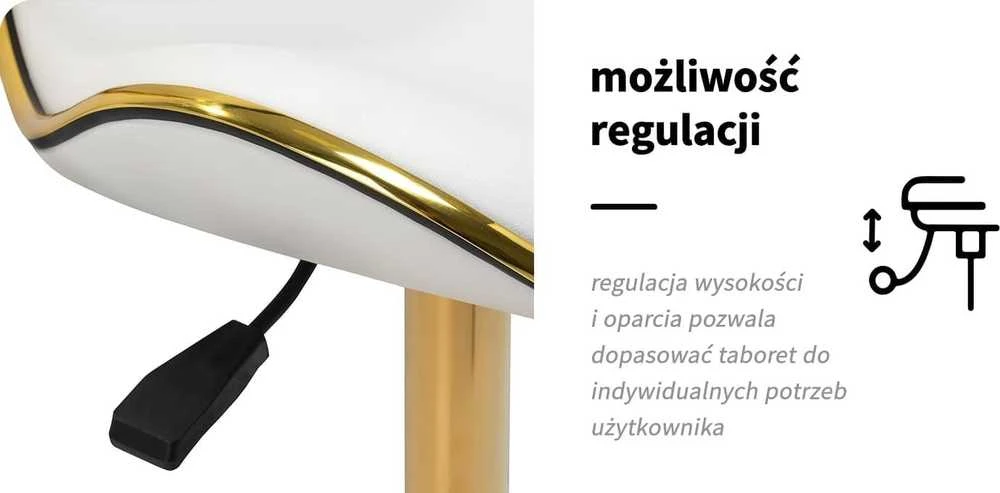 Activeshop Kosmetologinė meistro kėdutė Gabbiano Q-4599G Gold Baltas
