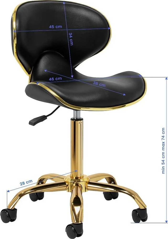 Activeshop Kosmetologinė meistro kėdutė Gabbiano Q-4599G Gold Juodas