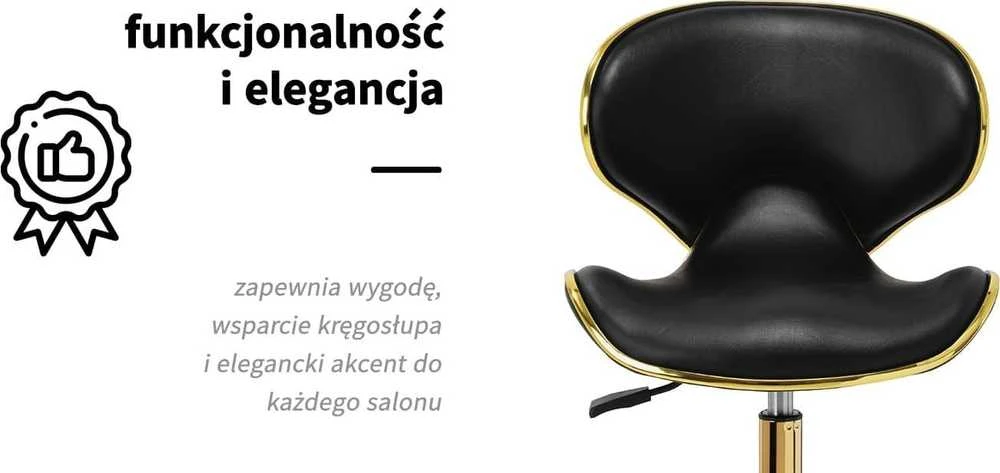 Activeshop Kosmetologinė meistro kėdutė Gabbiano Q-4599G Gold Juodas