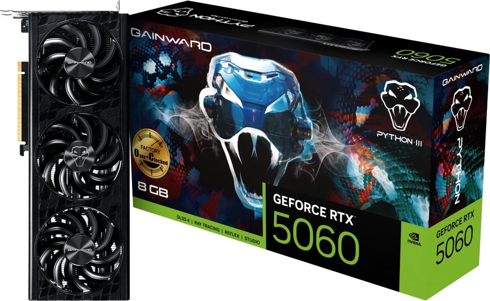 Vaizdo plokštė „Gainward GeForce RTX 5060 Python III OC“, 8192 MB GDDR7