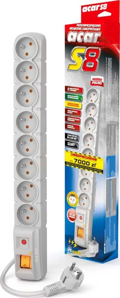 ACAR S8 Juodas 8 AC outlet(s) 230 V 1,5m