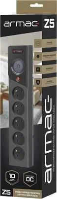 ARMAC Surge Protector Z5 3m 5x prancūziški lizdai 10A kabelių laikiklis juodas