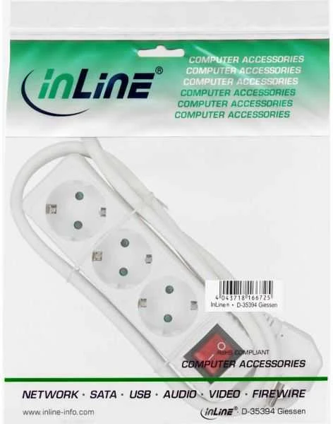 Intos InLine 3 dalių ilgintuvas, 1,5 m, baltas