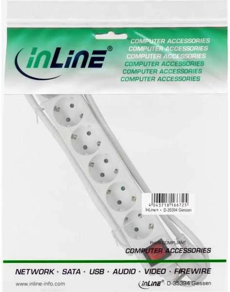 InLine maitinimo juostelė 6 lizdai 5 m balta (16465S)
