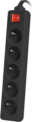 LANBERG PS1-05E-0150-BK 1.5M Juodas LANTERGE CURVE 5X 230V PL su grandinės pertraukikliu, pilnai varinis