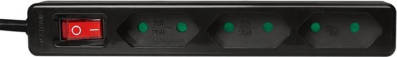 LogiLink 3 lizdai 1,5m juoda | jungiklis
