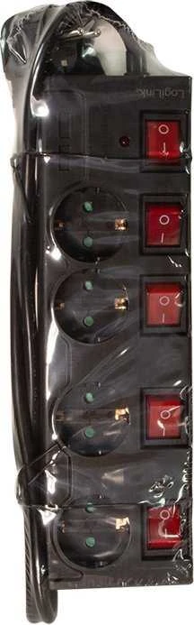 LogiLink 4 lizdai 1,5m juoda | jungiklis