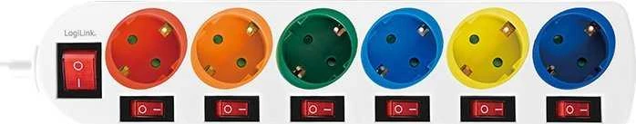 LogiLink 6 lizdai 1,5 m spalvos