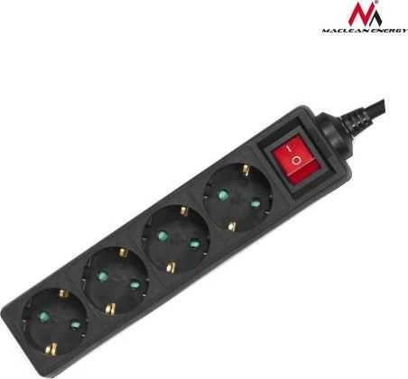 Listwa „Maclean“ maitinimo laidas, prailgintuvas, 4 lizdai, jungiklis, 3500 W, 3 m, vokiško tipo, MCE196G