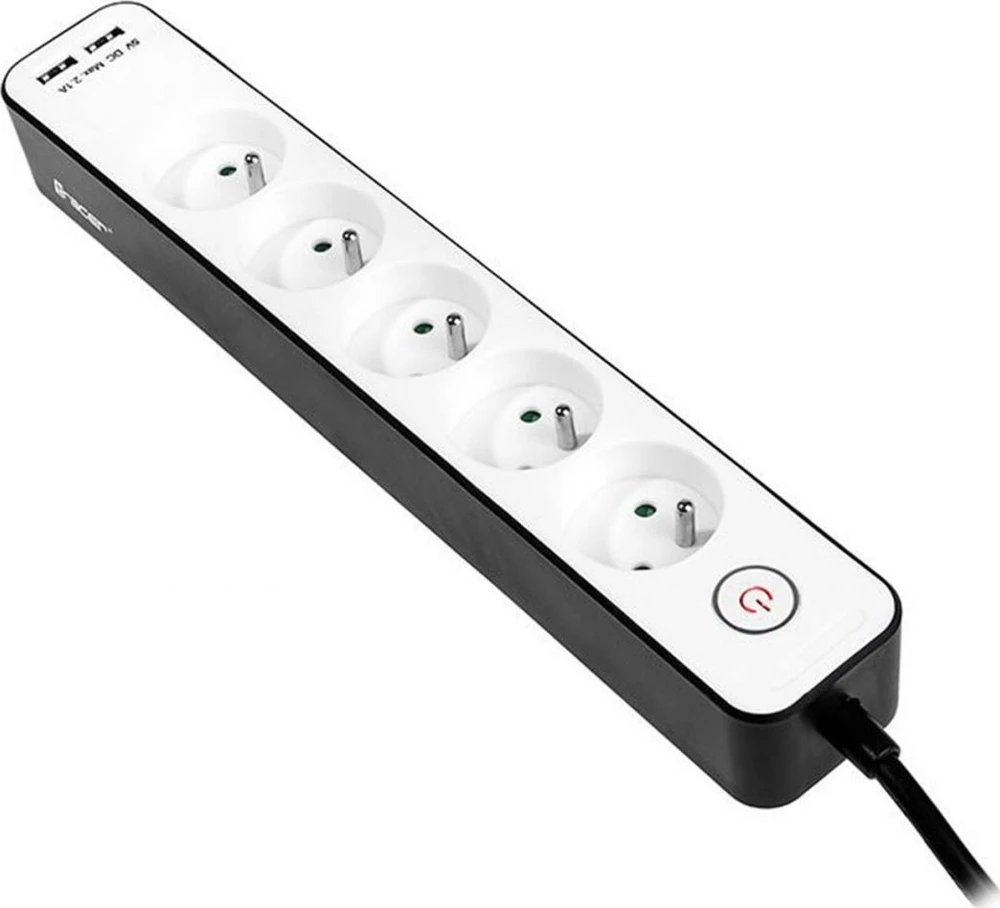 TRACER TRALIS46254 Maitinimo juosta Zebra mobiliesiems paruošta 1,5 m 5 lizdai + 2x USB 2.1A