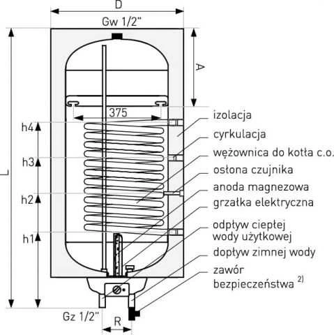 Pakabinamas greitaeigis kombinuotas vandens šildytuvas Galmet SGW(S) Neptun Kombi, kairinis, 120 l