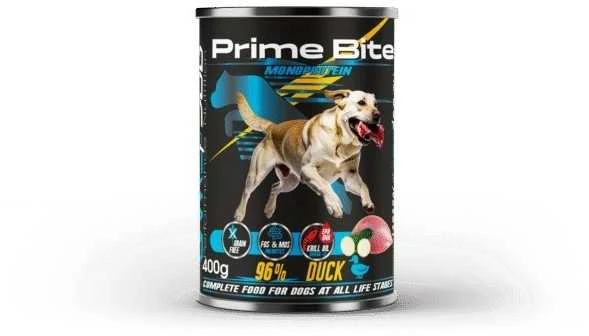 PRIME BITE Monoprotein antiena with zucchini – drėgnas ėdalas šunims – 400g
