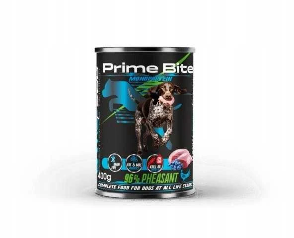 PRIME BITE Monoprotein fazanas with berries – drėgnas ėdalas šunims – 400g