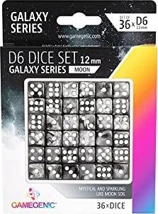 Gamegenic Gamegenic: Galaxy Series – D6 kauliukų rinkinys (12 mm) – Mėnulis