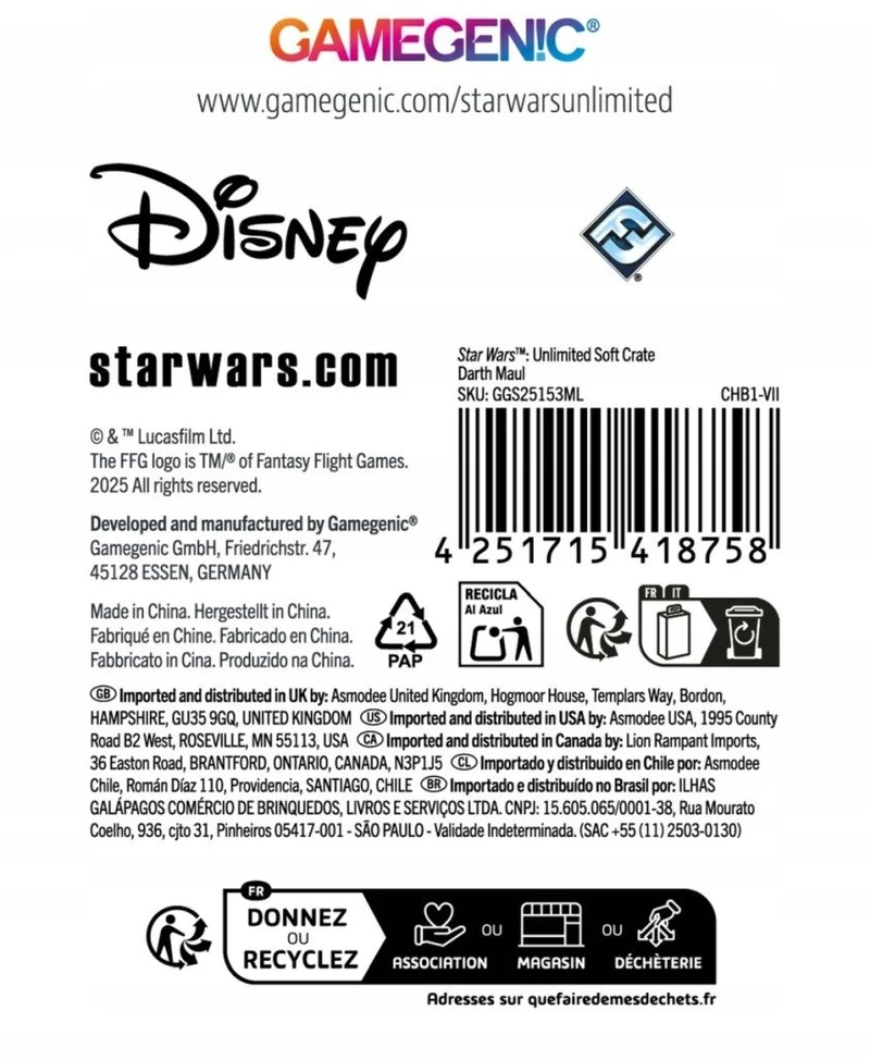 Gamegenic Gamegenic: Star Wars Unlimited Card Game - Soft Crate - Darth Maul