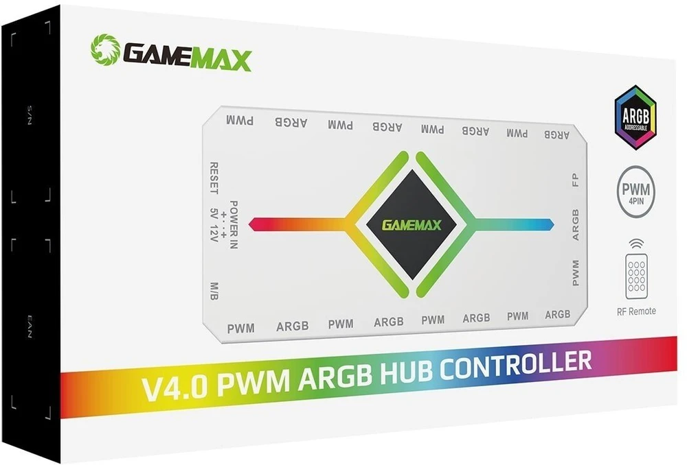 „Gamemax“ | V4.0 ARGB PWM HUB WT | Žaidimų korpuso šakotuvas