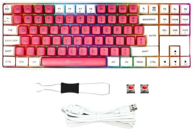 GAMIAC TKL90G Klaviatūra žaidimams, Kailh Raudona - baltas/red