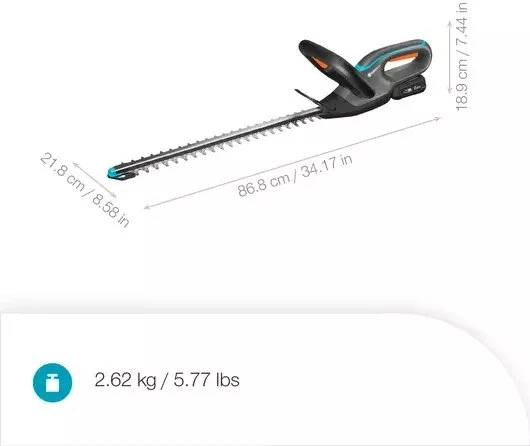 Gardena EasyCut 45/18V 14734-20 – komplekte yra: akumuliatorius ir kroviklis