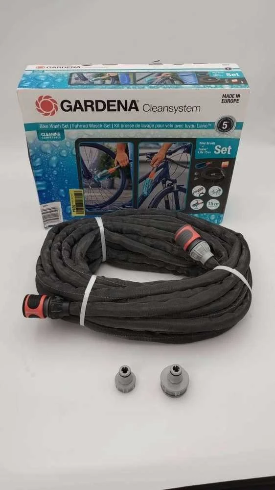 Gardena "Cleansystem" dviračio plovimo rinkinys su dviračio šepečiu, žarna ir plovimo šampūno lazdelėmis