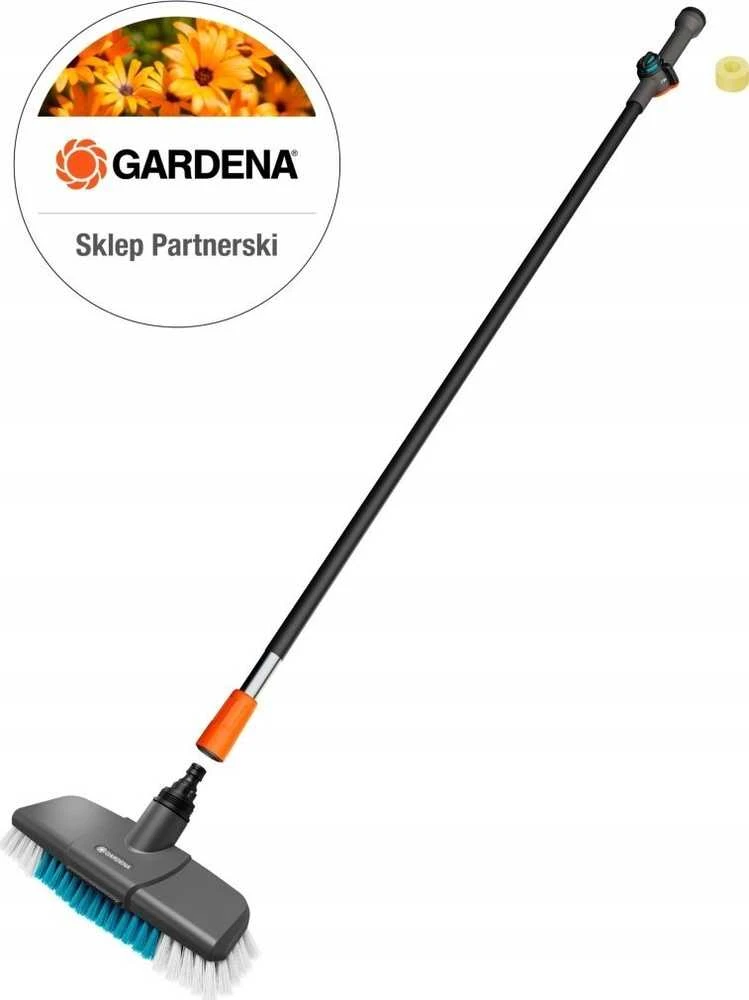 GARDENA Cleansystem plovimo rinkinys kietas su rankena M, plovimo šepetys (pilkas/turkis, darbinis plotis 27cm)