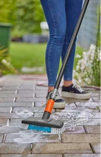 GARDENA Cleansystem plovimo rinkinys kietas su rankena M, plovimo šepetys (pilkas/turkis, darbinis plotis 27cm)