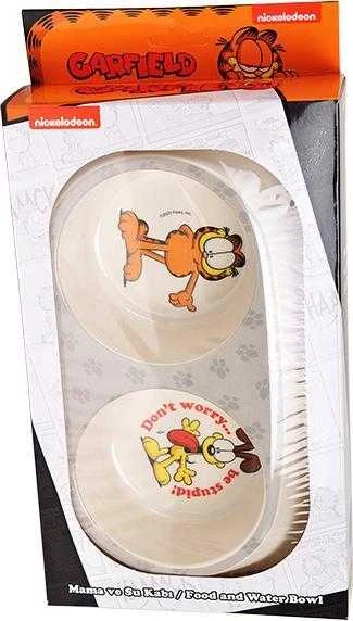 Garfield Garfield, podwójna dubenėlis su melaminy dla kota, balta/pilka