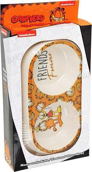 Garfield Garfield, podwójna dubenėlis su melaminy dla kota, balta/geltona