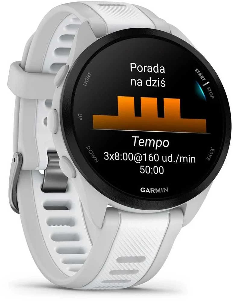 Išmanusis laikrodis Garmin Forerunner® 165 Pilkšvos / baltojo akmens spalvos