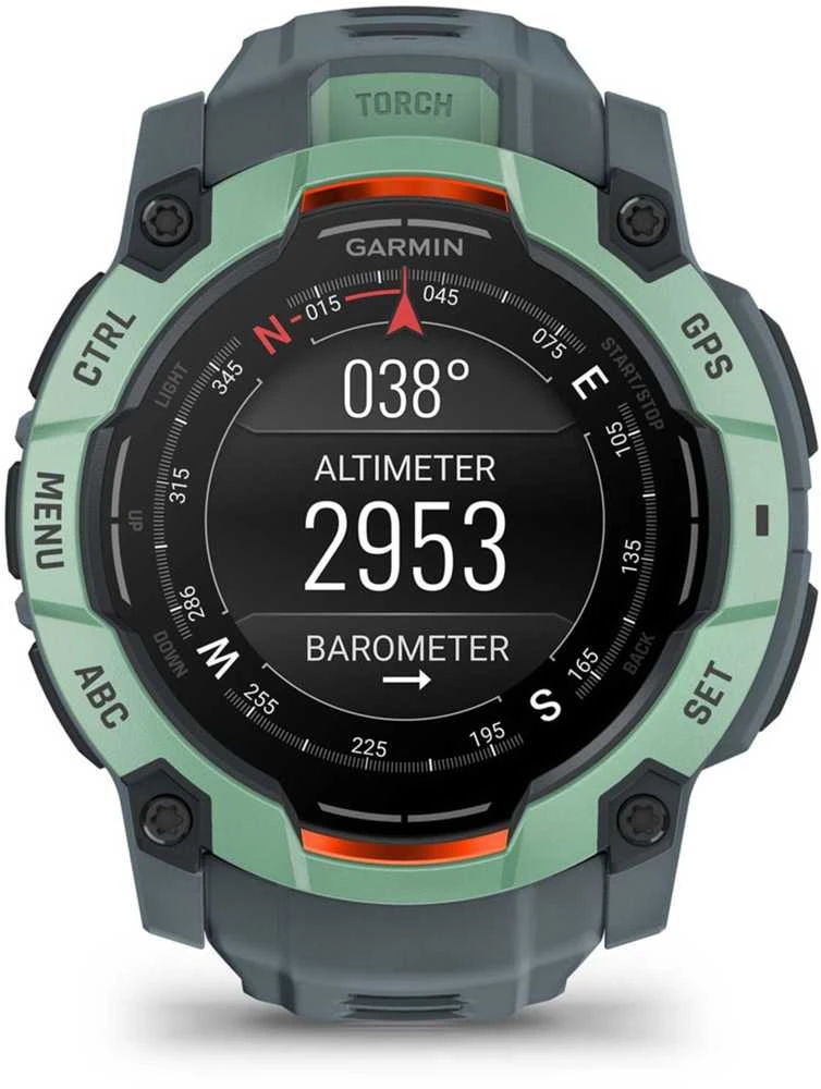 Išmanusis laikrodis Garmin Instinct 3, 50 mm, AMOLED,  Neotropinio dizaino su saulėlydžio dizaino dirželiu