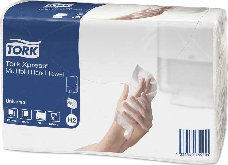 Servetėlės Tork Xpress Multifold Universal H2 (471146), 2 sluoksniai, 190vnt., baltos spalvos (EKO)