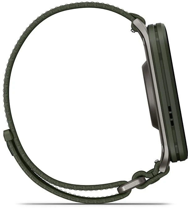 Išmanusis laikrodis Garmin Venu® X1, Samanų spalvos su titano nugarėle ir samanų spalvos „ComfortFit“ nailoniniu dirželiu