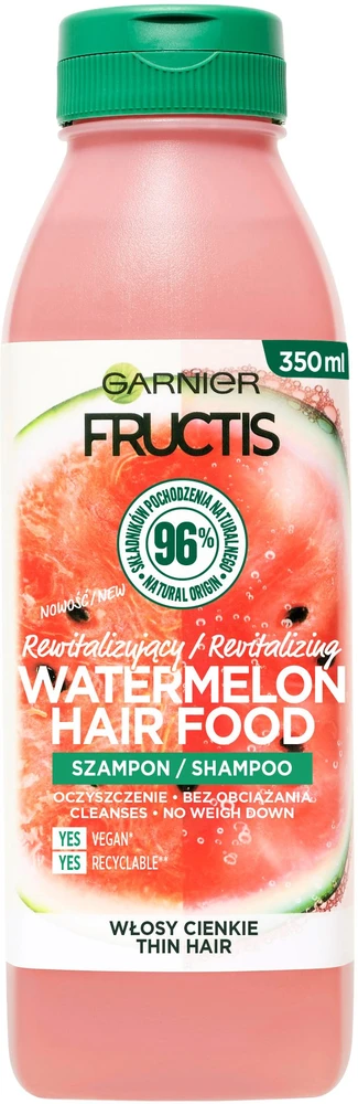 Garnier Fructis Watermelon Hair Food Šampūnas atgaivinamasis šampūnas ploniems plaukams 350ml