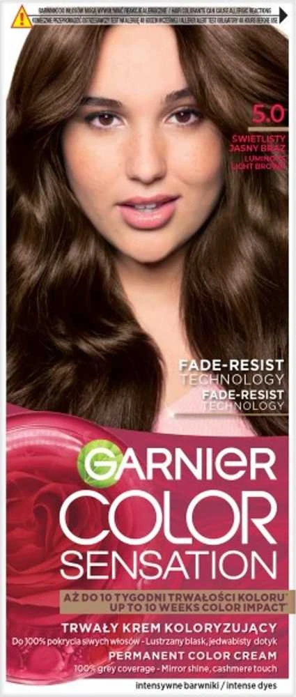 Garnier Color Sensation 5.0 dažų pakuotė su modelio nuotrauka