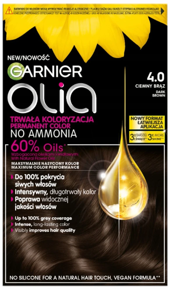 Garnier Olia ilgalaikiai dažai 4.0 tamsiai rudi