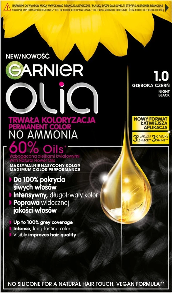 Garnier Olia 1.0 juodi plaukų dažai