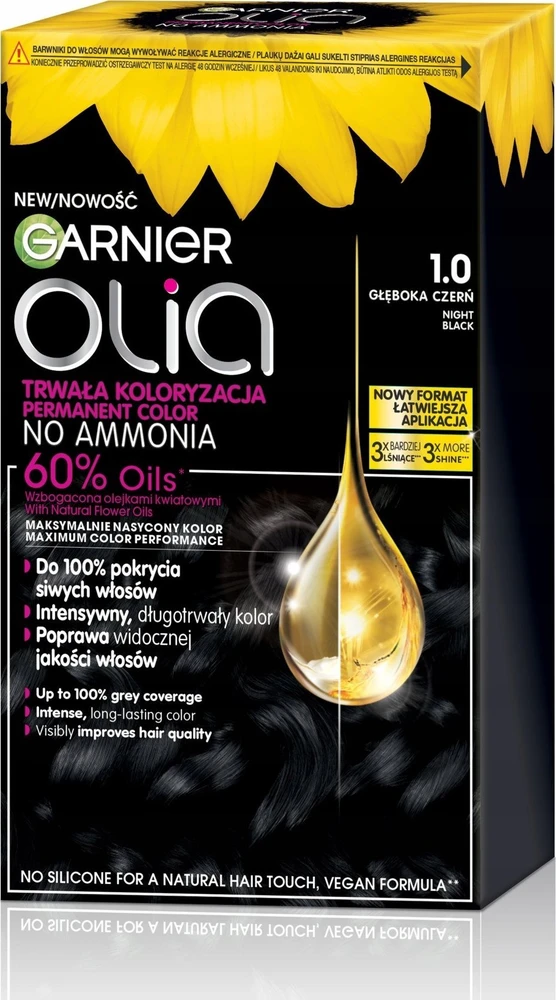 Garnier Olia Permanent Color 1.0 Deep Juodas