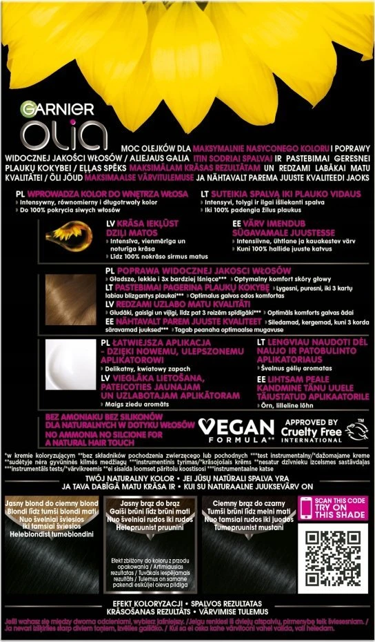 Garnier Olia Permanent Color 1.0 Deep Juodas