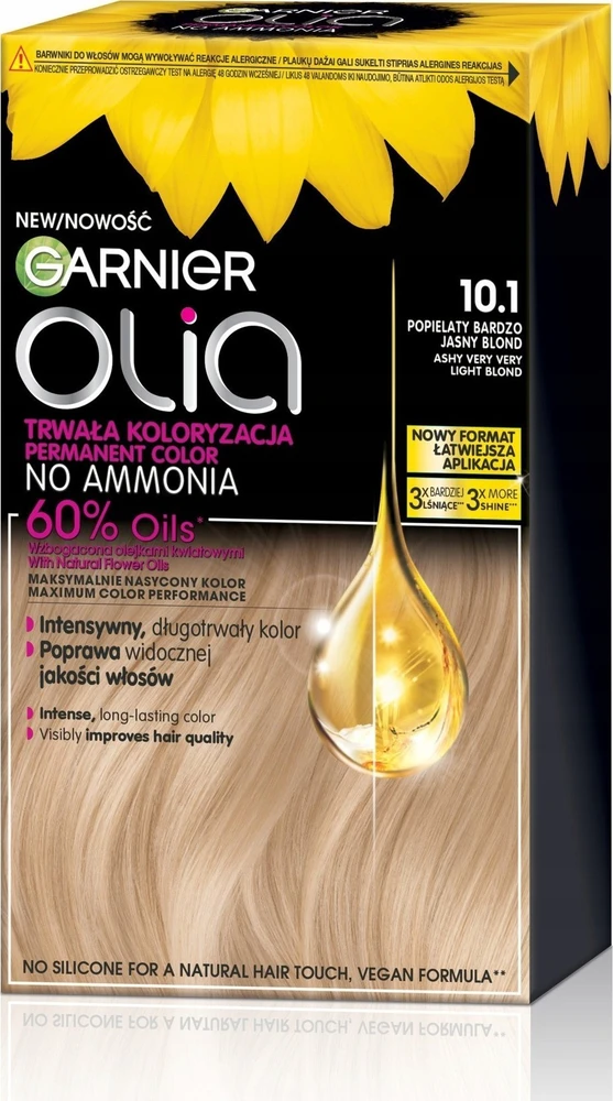 Garnier Olia Permanent Color 10.1 Ash Very Light Skirtas šviesiems plaukams