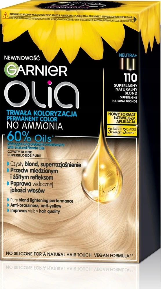 Garnier Olia 110 dažų pakuotė su aliejaus iliustracija