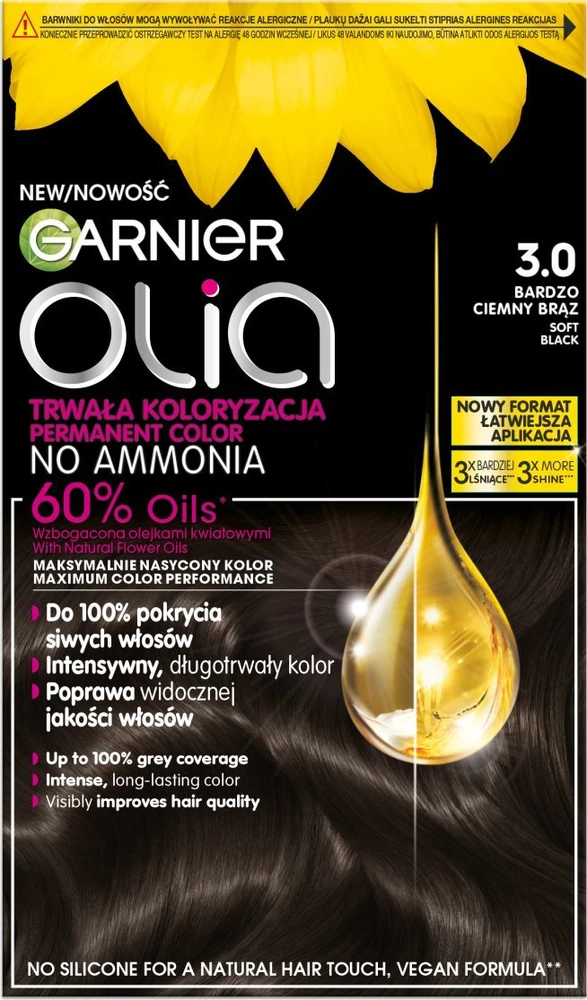 Garnier Olia plaukų dažai 3.0 tamsiai ruda spalva