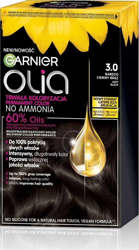 Garnier Olia ilgalaikė spalva 3.0 Labai tamsi ruda