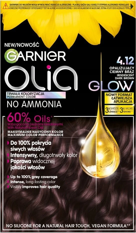 Garnier Olia nuolatinė spalva 4.12 vaivorykštė tamsiai ruda