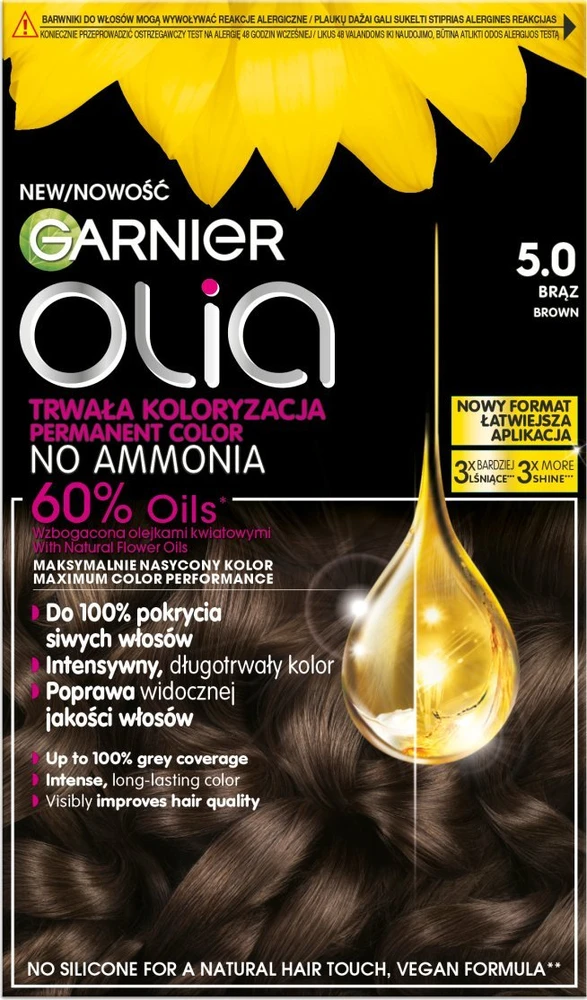 Garnier Olia 5.0 ruda plaukų dažų pakuotė