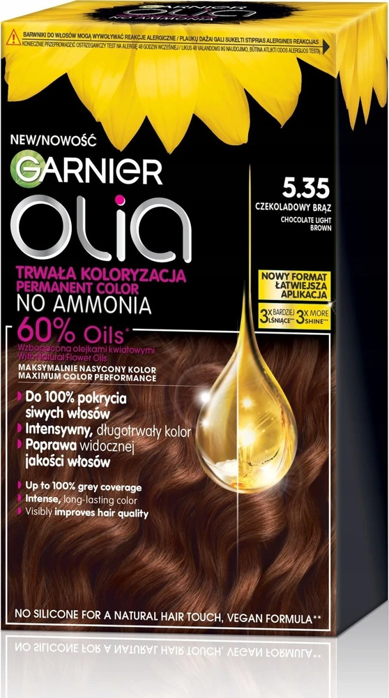 Garnier Olia 5.35 šokoladinės rudos spalvos dažų dėžutė