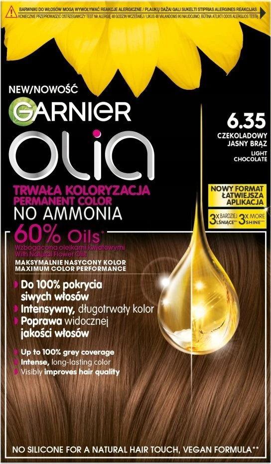 Garnier Olia Nuolatinė spalva 6.35 Šokoladas šviesiai ruda