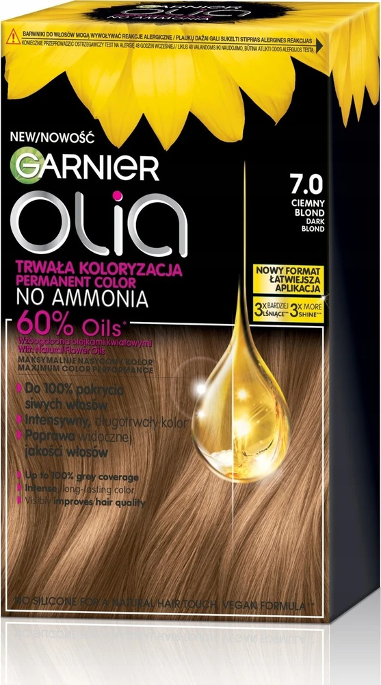 Garnier Olia 7.0 tamsiai blondinė dažų pakuotė