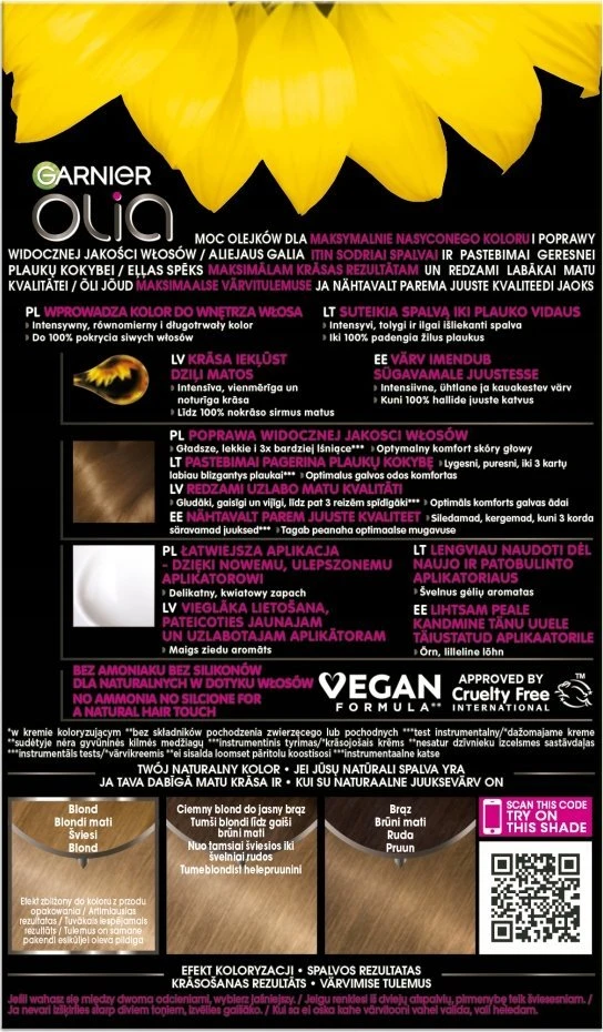 Garnier Olia Permanent Color 7.13 kreminis tamsiai blondinė