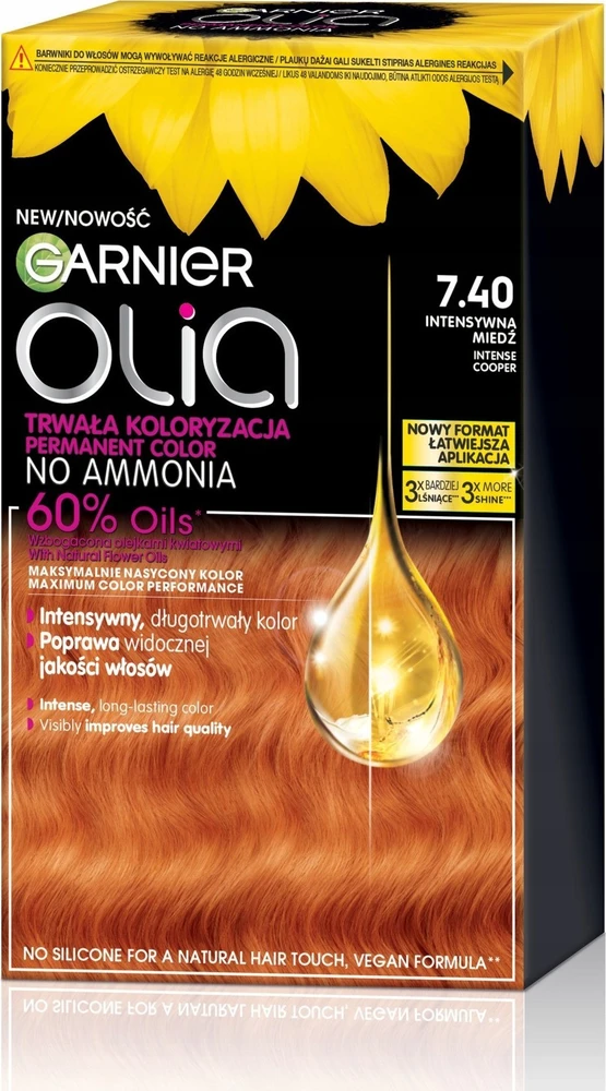 Garnier Olia ilgalaikiai dažai 7.40 Intensyvi vario spalva